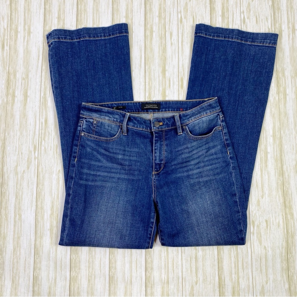 Talbots Flawless Five Pocket Dark Wash Flare Denim Blue Jeans
